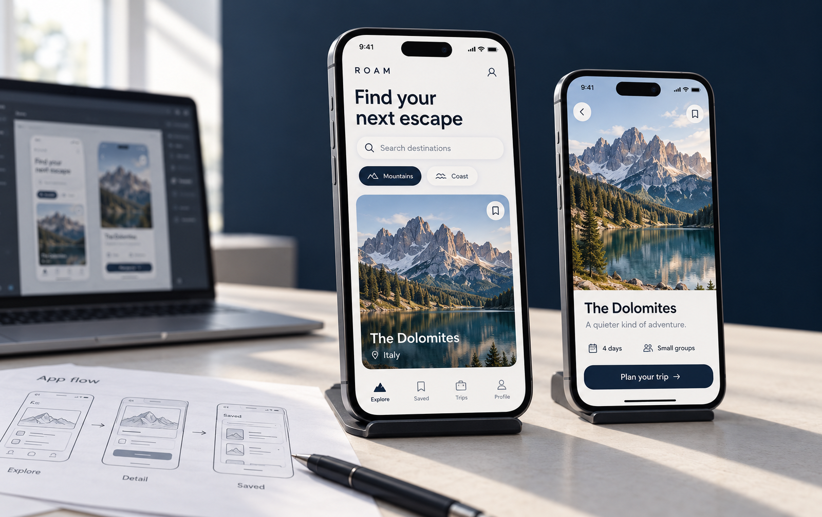 Mobile application interface concept screens