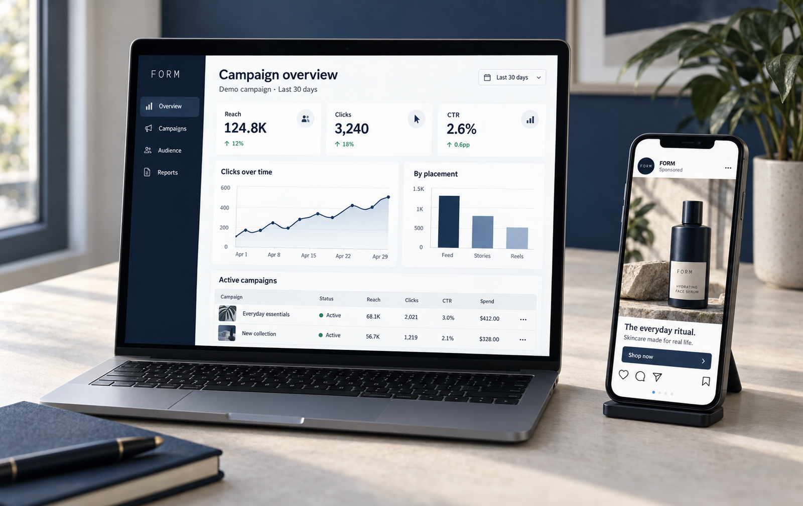 Social media marketing and conversion ads layout